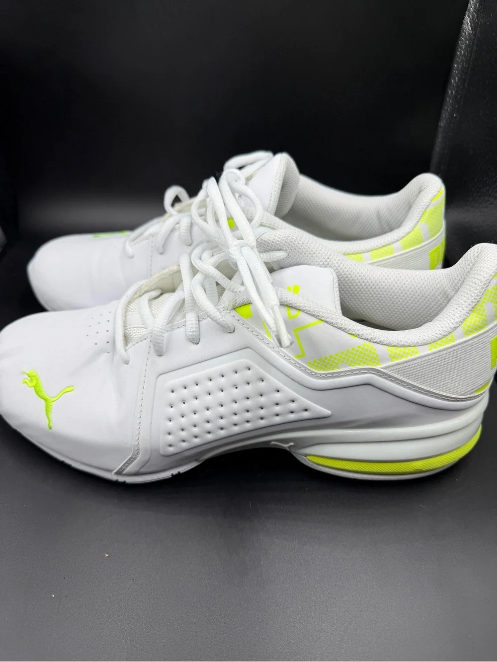 Puma White Athletic Sneakers with Neon Accent